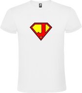 Wit T shirt met print van "letter J“ Superman “ Logo print Rood / Geel size XXL