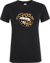 Klere-Zooi - Tijgerprint Lippen - Dames T-Shirt - 3XL