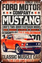 Signs-USA - Retro wandbord - metaal - Mustang promotion - 30 x 40 cm