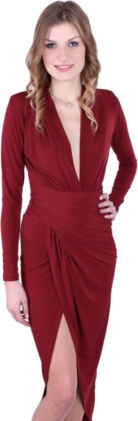 Bourgondische gedrapeerde maxi-jurk - John Zack / M