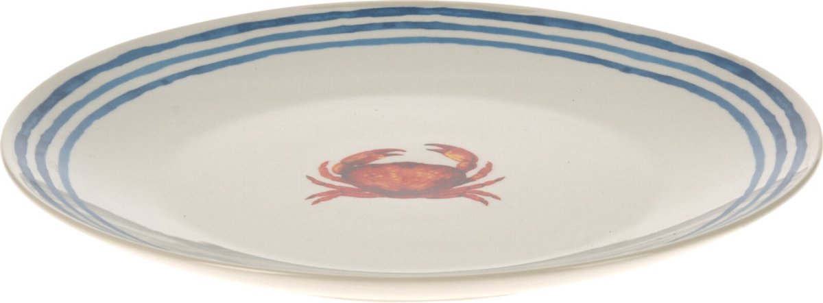 Cape Cod servies, 6 porseleinen dinerborden Ø27 cm met krabben, kreeften en vissen