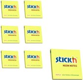 Stick'n sticky notes - 6-pack - 76x76mm, neon geel, 100 memoblaadjes per blok
