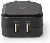 Chargeur domestique USB Nedis avec 2 ports - 4,8 A / noir