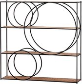 Wandrek Circle - Boekenrek - Boekenkast - Industrieel - Metaal - Mangohout - Bruin - 120x30x120