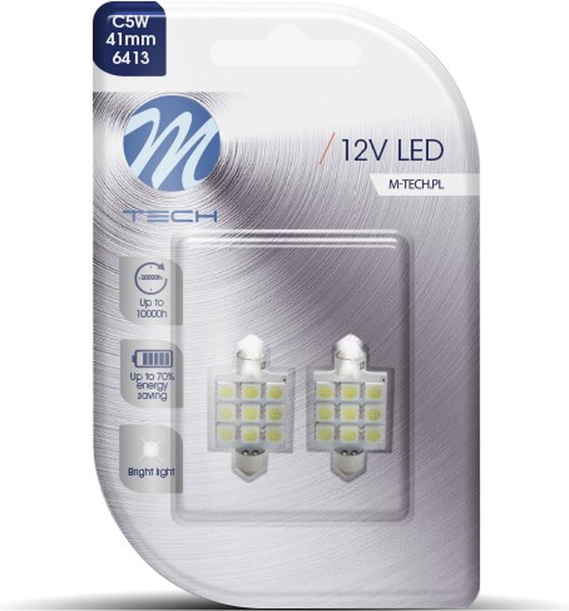 M-Tech LED C5W 12V 41mm - Basis 9x Led diode - Wit - Set