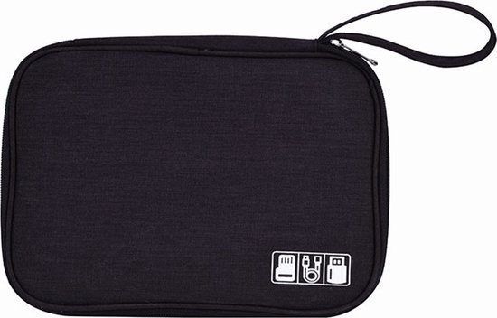 Sac de voyage Travel-Time travel bag - Pochette câble Électronique - Bagage à main pour Accessoires de vêtements pour bébé - Chargeurs - USB - Bracelets smartwatch - Powerbanks - Maquillage - Sac câble Polyester 300D - Zwart - Hydrofuge