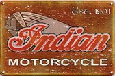 Signs-USA - Retro wandbord - metaal - Indian Motorcycle logo - 20 x 30 cm