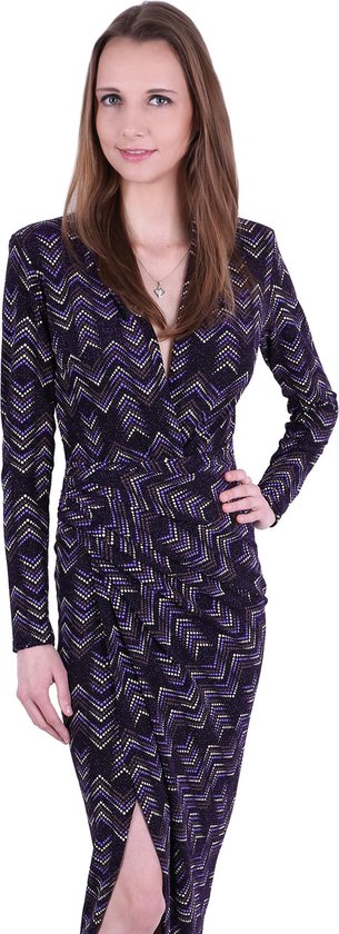 Paarse maxi-jurk met geometrisch patroon - John Zack