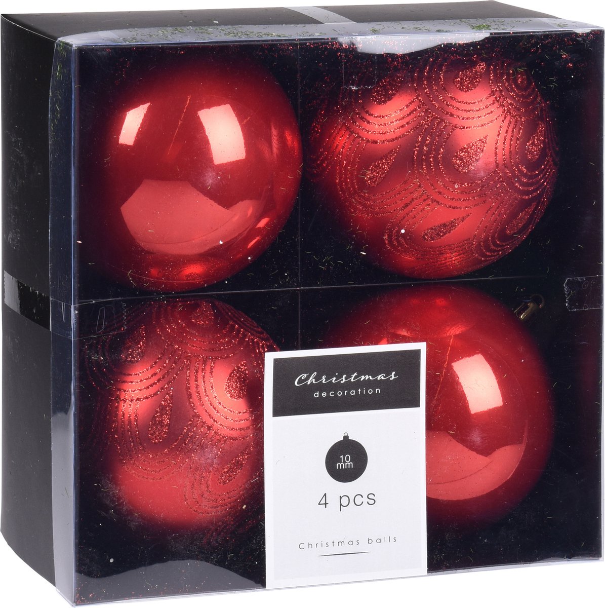 8x Kerstboomversiering luxe kunststof kerstballen rood 10 cm - Kerstversiering/kerstdecoratie rood