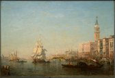 Kunst: Félix Ziem, The Grand Canal, Venice (Frigate and Gondola, Basin of San Marco), c. 1852, Schilderij op canvas, formaat is 100X150 CM