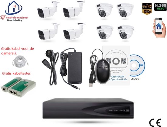 Home-Locking camerasysteem met bewegingsdetectie en NVR 5.0MP H265 POE met 8 camera's 3.0MP CS-8-1472