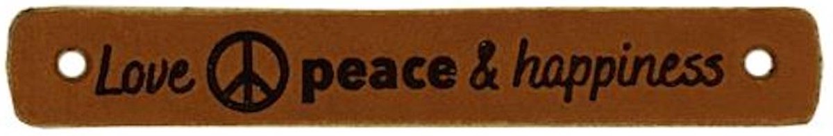 Durable Leren Label – "Love Peace & Happiness" – Duurzaam & Stijlvol (2 stuks)