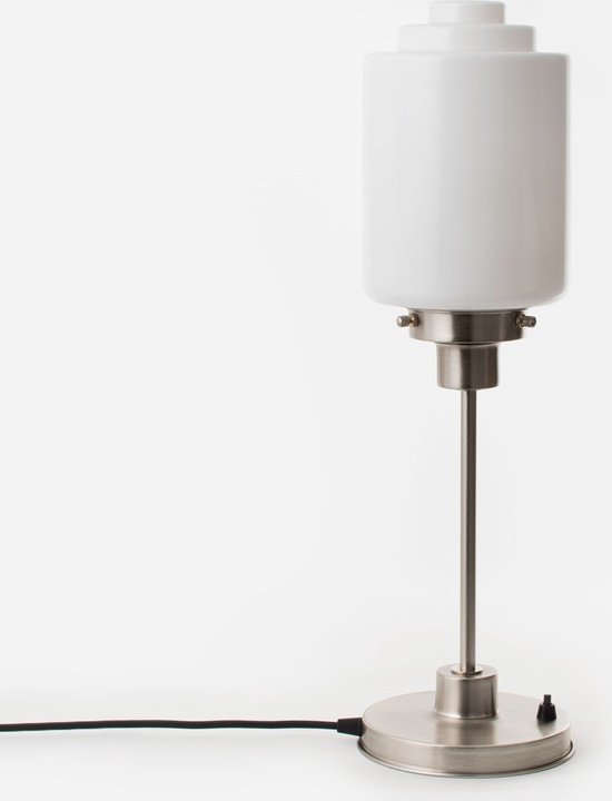 Art Deco Trade - Slanke Tafellamp Getrapte Cilinder Medium 20's Matnikkel