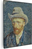 Artaza Toile Peinture Autoportrait avec Chapeau de Feutre Gris par Vincent van Gogh - 40x50 - Art - Impression sur Toile