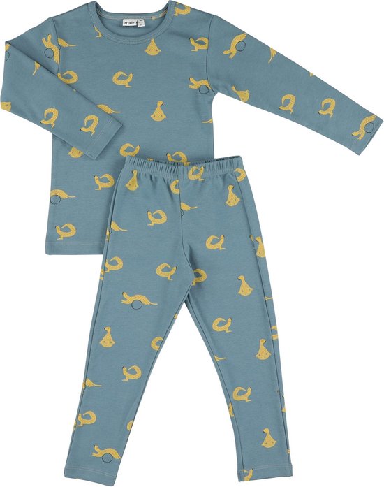 Trixie Pyjama Whippy Weasel Lang Junior Katoen Blauw/geel Mt 116