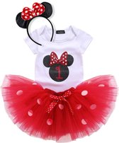 3 in 1 set Cakesmash outfit meisje - Eerste verjaardag tutu dress - Babykleding - Minnie Rood - 1 jaar