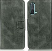 OnePlus Nord CE Hoesje - Mobigear - Classy Serie - Kunstlederen Bookcase - Groen - Hoesje Geschikt Voor OnePlus Nord CE