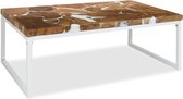 Salontafel teakhars 110x60x40 cm wit en bruin