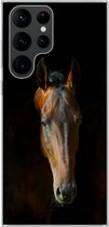 Geschikt voor Samsung Galaxy S22 Ultra hoesje - Paarden - Dieren - Bruin - Siliconen Telefoonhoesje