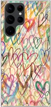 Coque Samsung Galaxy S22 Ultra - Un dessin avec des coeurs - Coque en Siliconen pour téléphone -