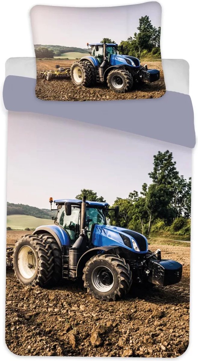 KD® - Tractor Blauw - Dekbedovertrek - Eenpersoons - 140 x 200 cm - Katoen