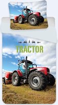 KD® - Tractor Rood - Dekbedovertrek - Eenpersoons - 140 x 200 cm - Katoen
