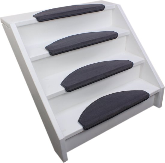 Witte trap met vier antracietkleurige traptreden.