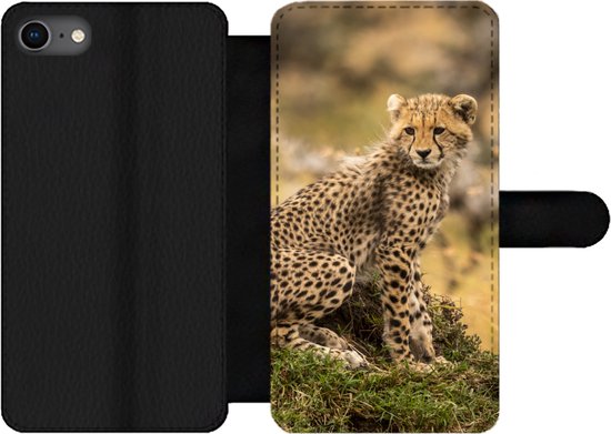 Étui pour téléphone iPhone 8 Bookcase - Léopard - Forêt - Animal - Avec compartiments - Étui portefeuille avec fermeture magnétique