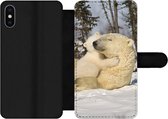 Bookcase Geschikt voor iPhone XS Max telefoonhoesje - IJsbeer - Sneeuw - Den - Jong - Met vakjes - Wallet case met magneetsluiting