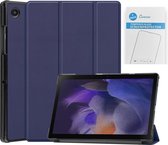 Tablet hoes & 2-Pack Screenprotector geschikt voor Samsung Galaxy Tab A8 - 10.5 Inch - Auto Wake/Sleep functie - Donker Blauw