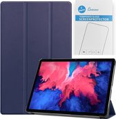 Tablet hoes & 2-Pack Screenprotector geschikt voor Lenovo Tab P11 - 11 Inch - Auto Wake/Sleep functie - Donker Blauw