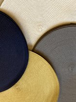 Ronde effen placemats van 'faux riet' Ø 38 cm donkerblauw, set van 4