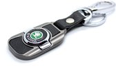 Sleutelhanger Skoda | Leer, Metaal | Karabijnsluiting | Keychain Skoda