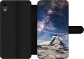 Étui pour iPhone XR Bookcase - Montagnes - Étoiles - Univers - Avec poches - Étui portefeuille avec fermeture magnétique