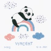 Vervaco Geboortebord Panda op regenboog borduren (pakket) PN-0191636