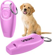 VEDIC® - Clicker de Luxe avec sifflet - Rose - Anneau d'attache - Dressage de chien - Chien clicker - Aide au dressage - Animaux domestiques