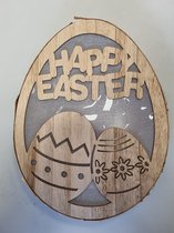 Boomstam decoratie Happy Easter - Vrolijk Pasen - Decoratie Pasen - met licht.