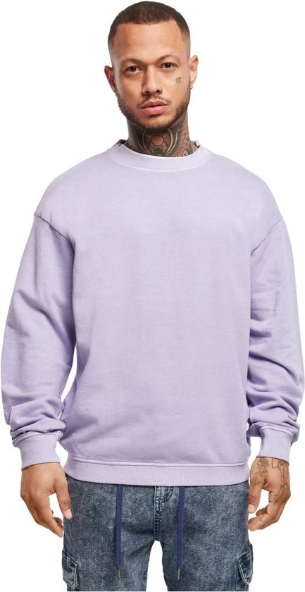 Urban Classics - Pigment dyed Crewneck sweater/trui - S - Paars