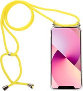 H.K. backcover/achterkant/hoesje met koord geel geschikt voor Apple iPhone 12 PRO MAX + Glasfolie