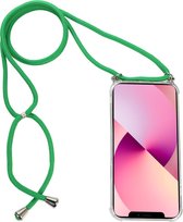 H.K. backcover/achterkant/hoesje met koord groen geschikt voor Apple iPhone 6+/7+/8+ + Glasfolie