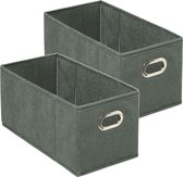 Set van 2x stuks opbergmand/kastmand 7 liter grijsgroen linnen 31 x 15 x 15 cm - Opbergboxen - Vakkenkast manden