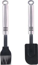 Ensemble d'ustensiles de cuisson 2 pièces spatule et pinceau de cuisson 24 cm en acier inoxydable/silicone - Gâteau de cuisson