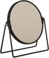 Dubbele make-up spiegel/scheerspiegel op voet 19 x 8 x 21 cm zwart - Badkamer scheerspiegels op standaard
