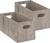 Set van 4x stuks opbergmand/kastmand 7 liter grijs/greywash van hout 31 x 15 x 15 cm - Opbergboxen - Vakkenkast manden