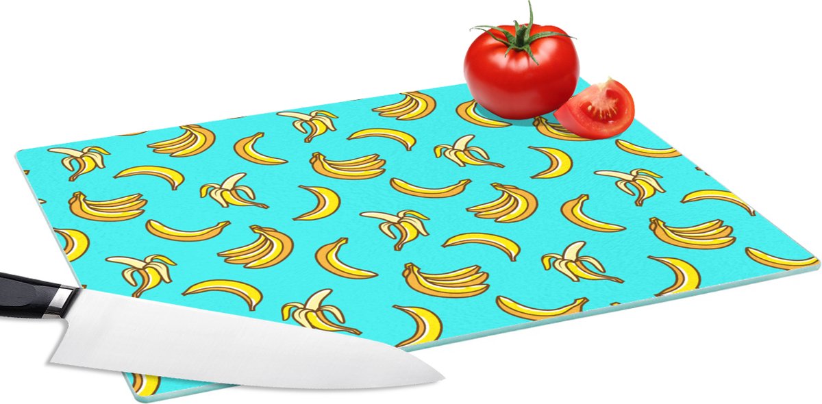 Glazen Snijplank - 39x28 - Design - Banaan - Fruit - Patroon - Snijplanken Glas