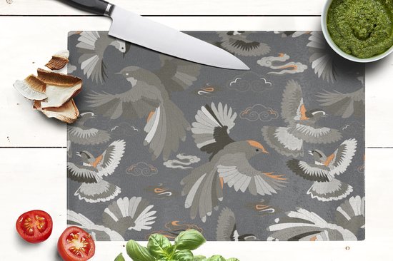 Planche à découper en Verres - 39x28 - Vogel - Motif - Nuages - Planches à découper en Glas