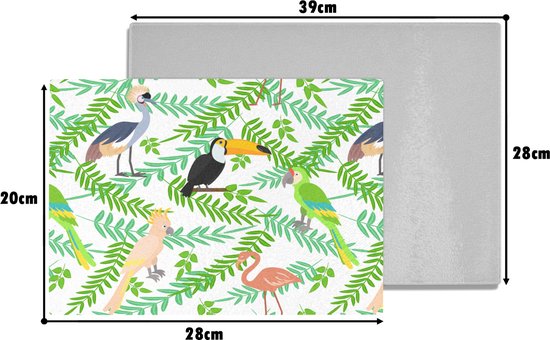 Planche à découper en Verres - 28x20 - Jungle - Vogel - Motifs - Planches à découper en Glas