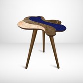 Bijzettafel - Free Style Vorm - Massief Beukenhouten poten - Moderne Bijzettafel - Kleine Salontafel - Hoogte 50 cm x Ø45 cm - Blauw - Bruin - Beige - Design