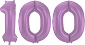 Folieballon 100 jaar metallic paars 86cm