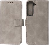 Samsung Galaxy S22 Hoesje - Book Case Telefoonhoesje - Kaarthouder Portemonnee Hoesje - Wallet Cases - Grijs